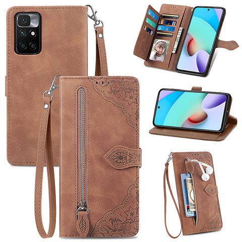 Funda de Cuero Cartera con Soporte Carcasa S06D para Xiaomi Poco M4 Pro 5G Marron