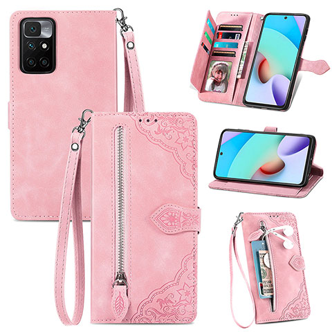 Funda de Cuero Cartera con Soporte Carcasa S06D para Xiaomi Poco M4 Pro 5G Rosa