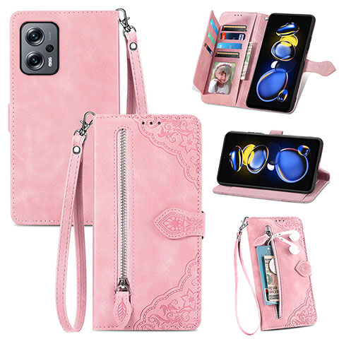 Funda de Cuero Cartera con Soporte Carcasa S06D para Xiaomi Poco X4 GT 5G Rosa