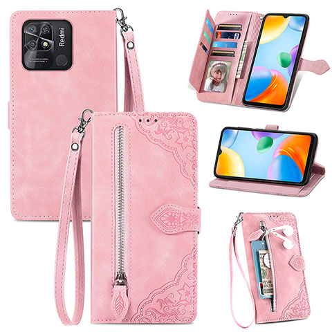 Funda de Cuero Cartera con Soporte Carcasa S06D para Xiaomi Redmi 10 Power Rosa