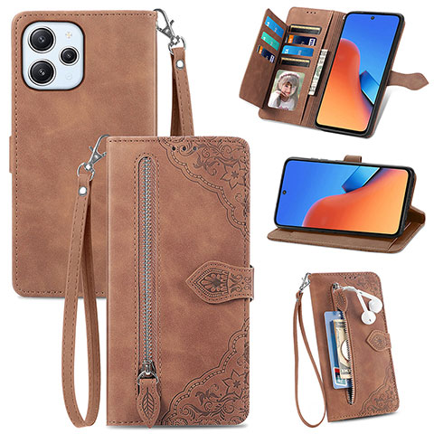 Funda de Cuero Cartera con Soporte Carcasa S06D para Xiaomi Redmi 12 4G Marron