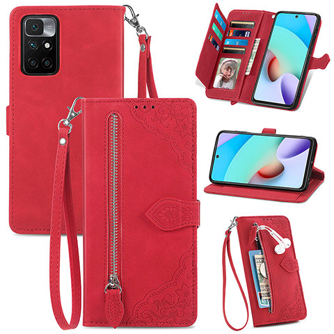 Funda de Cuero Cartera con Soporte Carcasa S06D para Xiaomi Redmi Note 11T 5G Rojo