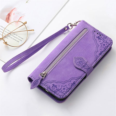 Funda de Cuero Cartera con Soporte Carcasa S07D para Huawei Honor 70 Lite 5G Morado