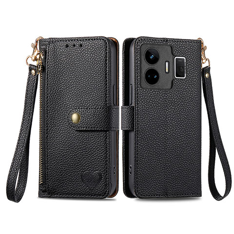 Funda de Cuero Cartera con Soporte Carcasa S07D para Realme GT5 5G Negro