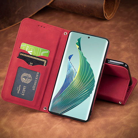 Funda de Cuero Cartera con Soporte Carcasa S08D para Huawei Honor X9a 5G Rojo