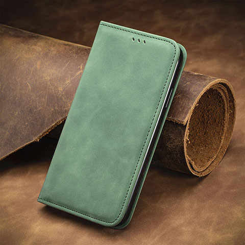 Funda de Cuero Cartera con Soporte Carcasa S08D para Wiko Y81 Verde