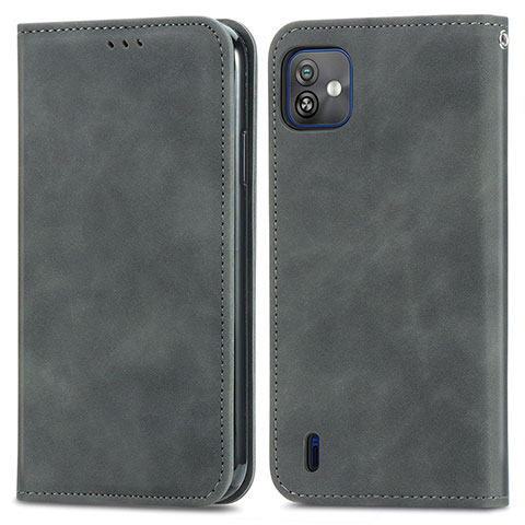 Funda de Cuero Cartera con Soporte Carcasa S08D para Wiko Y82 Gris