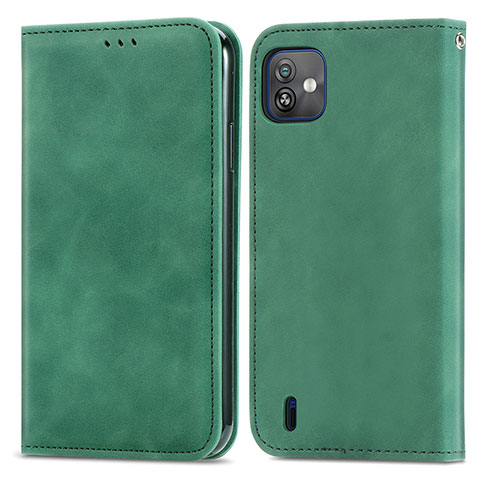 Funda de Cuero Cartera con Soporte Carcasa S08D para Wiko Y82 Verde