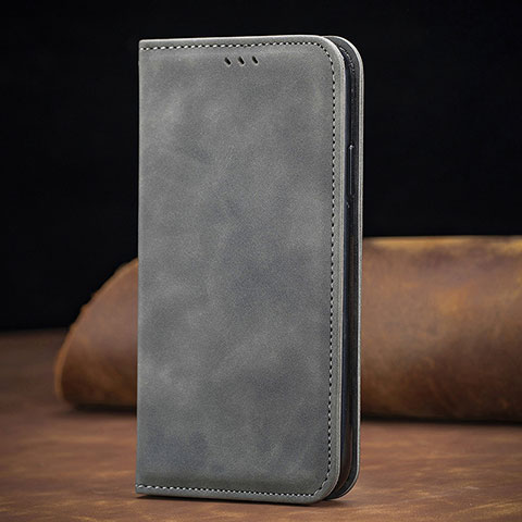 Funda de Cuero Cartera con Soporte Carcasa S08D para Xiaomi Poco M2 Gris