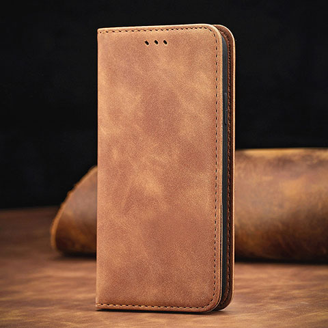 Funda de Cuero Cartera con Soporte Carcasa S08D para Xiaomi Redmi 9 Power Marron