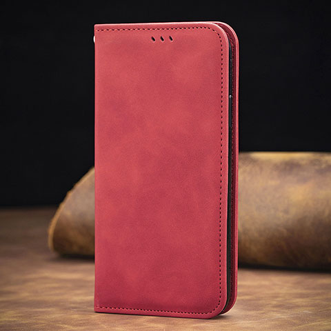 Funda de Cuero Cartera con Soporte Carcasa S08D para Xiaomi Redmi Note 10T 5G Rojo