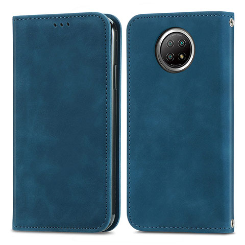 Funda de Cuero Cartera con Soporte Carcasa S08D para Xiaomi Redmi Note 9 5G Azul