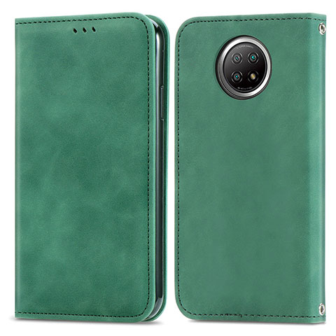 Funda de Cuero Cartera con Soporte Carcasa S08D para Xiaomi Redmi Note 9 5G Verde