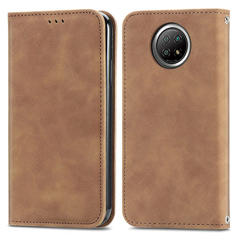 Funda de Cuero Cartera con Soporte Carcasa S08D para Xiaomi Redmi Note 9T 5G Marron