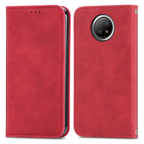 Funda de Cuero Cartera con Soporte Carcasa S08D para Xiaomi Redmi Note 9T 5G Rojo