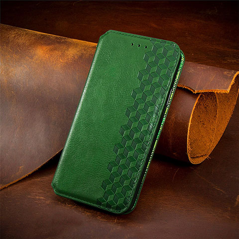 Funda de Cuero Cartera con Soporte Carcasa S09D para Google Pixel 5 Verde