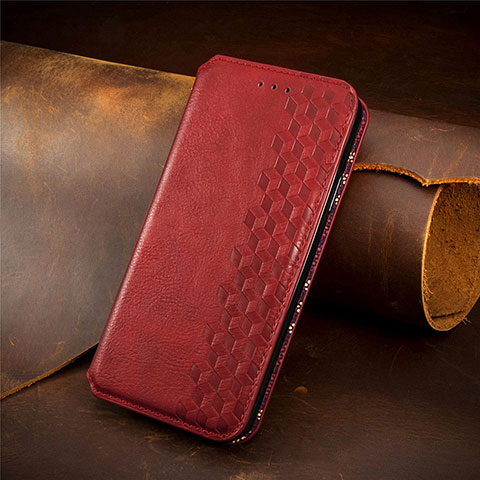 Funda de Cuero Cartera con Soporte Carcasa S09D para Huawei P40 Lite E Rojo