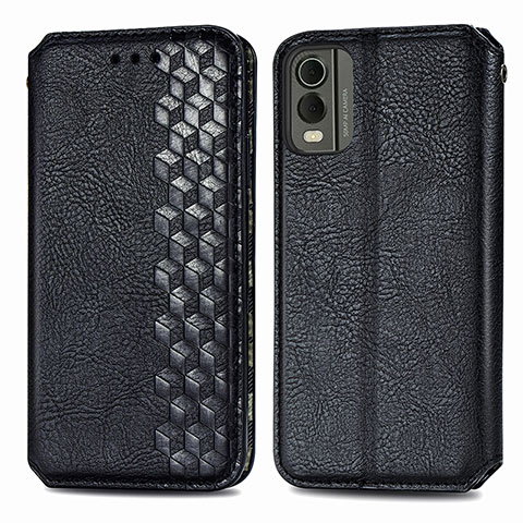 Funda de Cuero Cartera con Soporte Carcasa S09D para Nokia C32 Negro