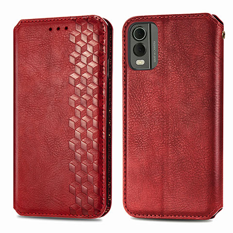 Funda de Cuero Cartera con Soporte Carcasa S09D para Nokia C32 Rojo