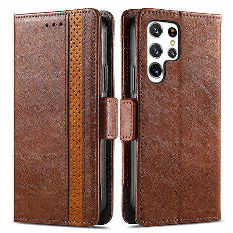 Funda de Cuero Cartera con Soporte Carcasa S10D para Samsung Galaxy S23 Ultra 5G Marron