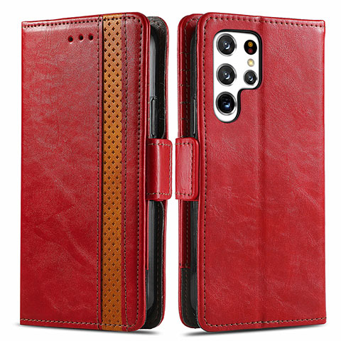 Funda de Cuero Cartera con Soporte Carcasa S10D para Samsung Galaxy S23 Ultra 5G Rojo