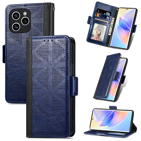 Funda de Cuero Cartera con Soporte Carcasa S11D para Huawei Honor 60 SE 5G Azul