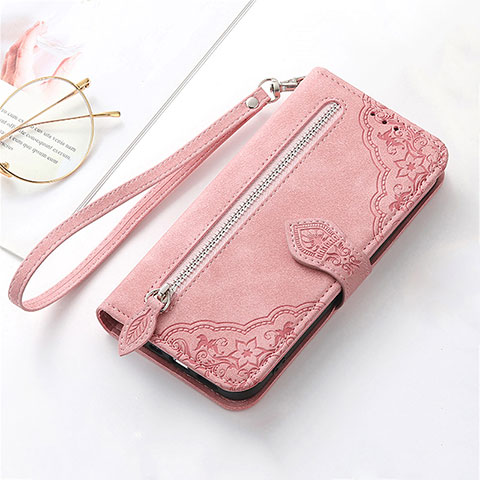 Funda de Cuero Cartera con Soporte Carcasa S14D para Motorola Moto E13 Rosa