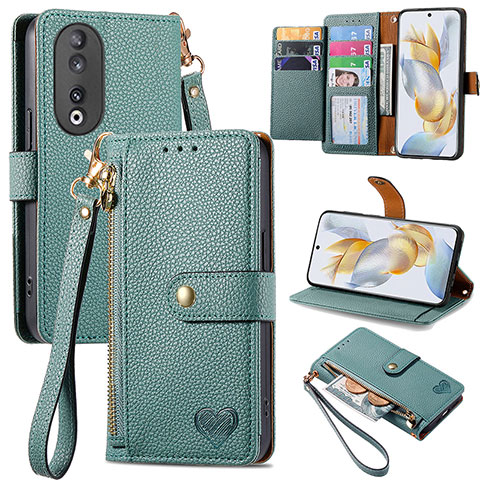 Funda de Cuero Cartera con Soporte Carcasa S15D para Huawei Honor 90 5G Verde