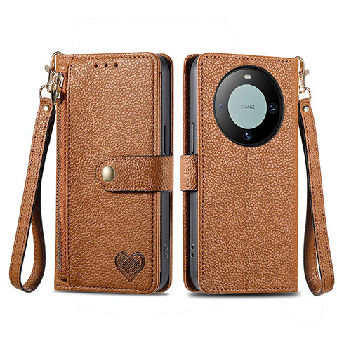 Funda de Cuero Cartera con Soporte Carcasa S15D para Huawei Mate 60 Marron