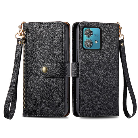 Funda de Cuero Cartera con Soporte Carcasa S15D para Motorola Moto G84 5G Negro