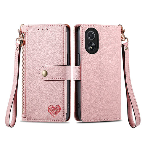 Funda de Cuero Cartera con Soporte Carcasa S15D para Oppo A58 4G Rosa