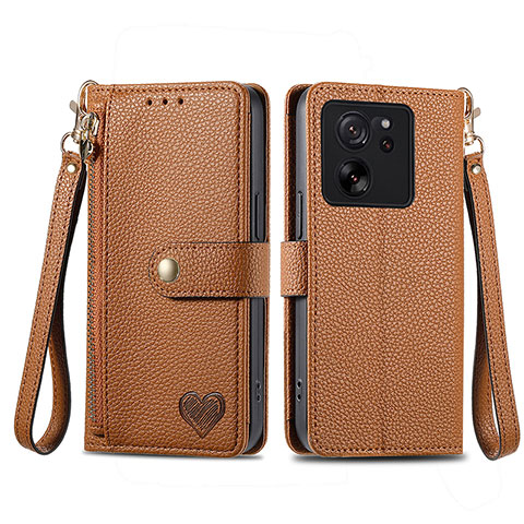 Funda de Cuero Cartera con Soporte Carcasa S15D para Xiaomi Mi 13T Pro 5G Marron