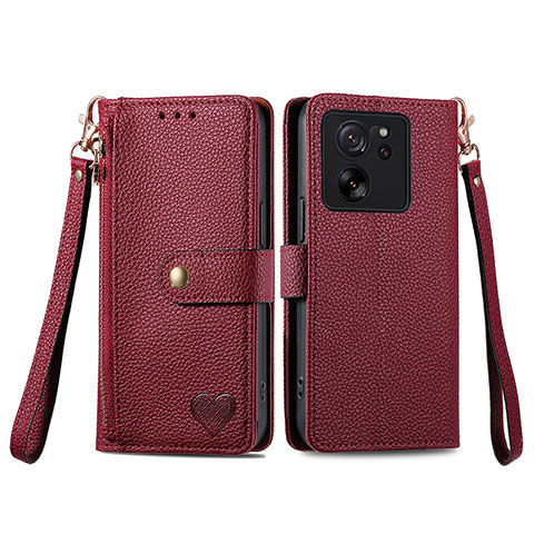 Funda de Cuero Cartera con Soporte Carcasa S15D para Xiaomi Mi 13T Pro 5G Rojo