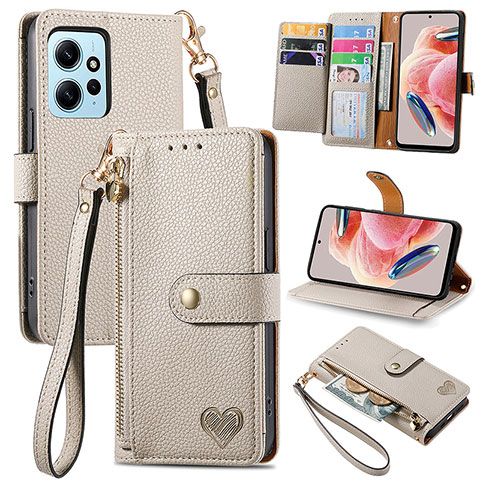 Funda de Cuero Cartera con Soporte Carcasa S15D para Xiaomi Redmi Note 12 4G Gris