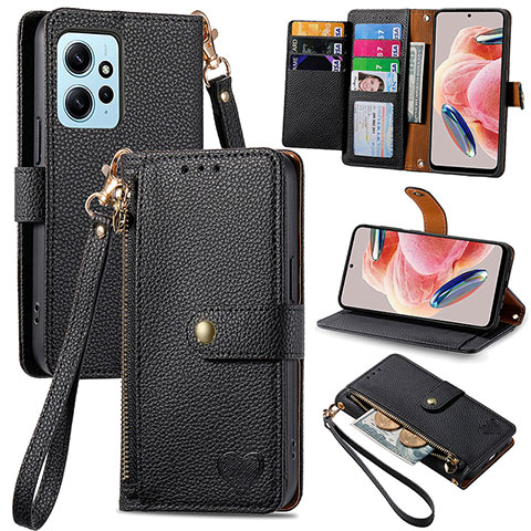 Funda de Cuero Cartera con Soporte Carcasa S15D para Xiaomi Redmi Note 12 4G Negro