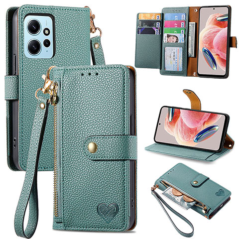 Funda de Cuero Cartera con Soporte Carcasa S15D para Xiaomi Redmi Note 12 4G Verde