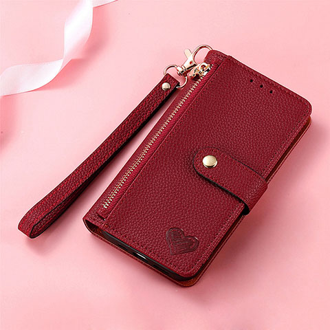 Funda de Cuero Cartera con Soporte Carcasa S16D para Samsung Galaxy S22 Ultra 5G Rojo