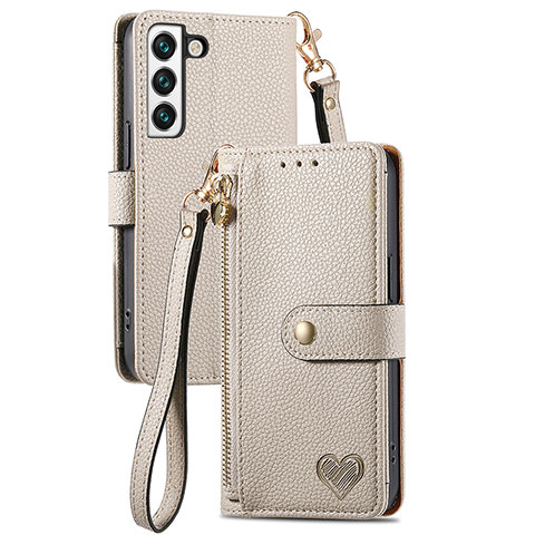 Funda de Cuero Cartera con Soporte Carcasa S16D para Samsung Galaxy S25 5G Gris