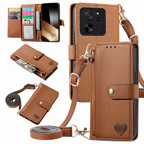 Funda de Cuero Cartera con Soporte Carcasa S16D para Xiaomi Mi 13T 5G Marron