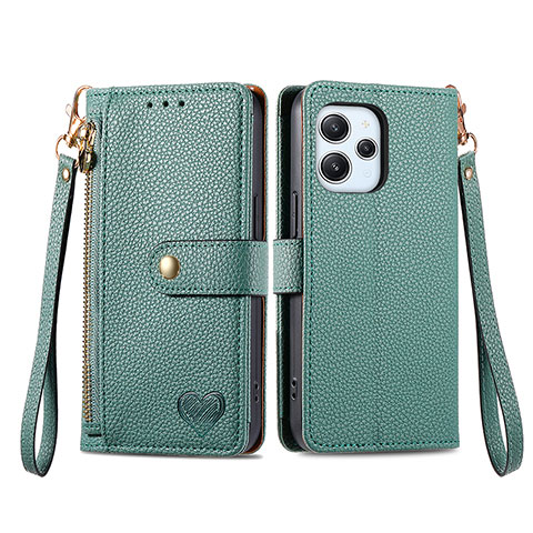 Funda de Cuero Cartera con Soporte Carcasa S16D para Xiaomi Redmi 12 4G Verde