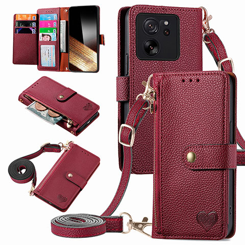 Funda de Cuero Cartera con Soporte Carcasa S16D para Xiaomi Redmi K60 Ultra 5G Rojo