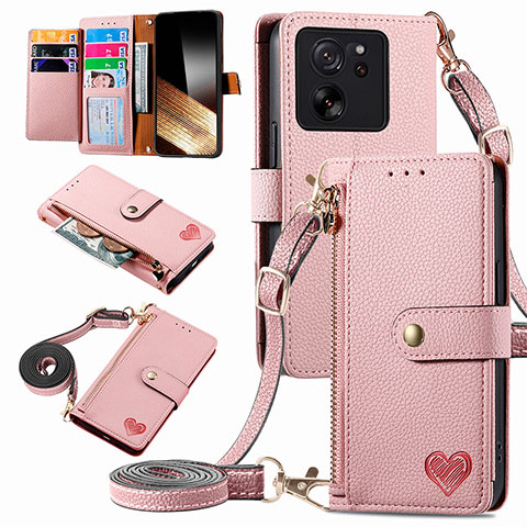 Funda de Cuero Cartera con Soporte Carcasa S16D para Xiaomi Redmi K60 Ultra 5G Rosa