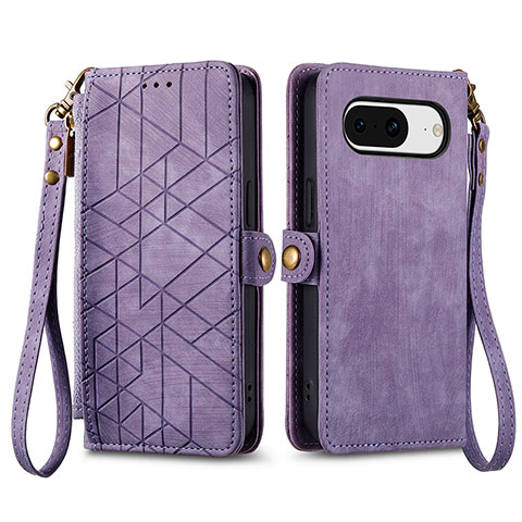 Funda de Cuero Cartera con Soporte Carcasa S17D para Google Pixel 8 5G Morado