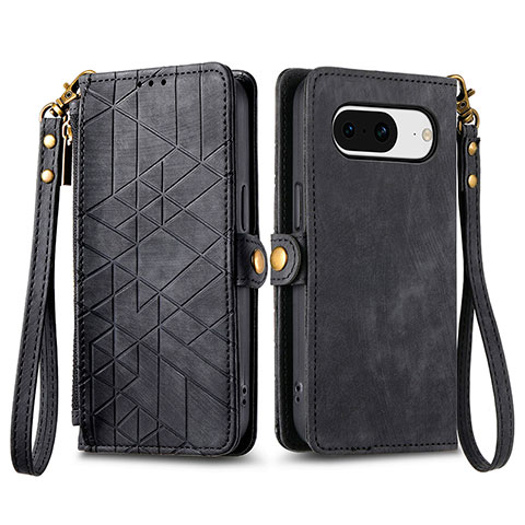 Funda de Cuero Cartera con Soporte Carcasa S17D para Google Pixel 8 5G Negro