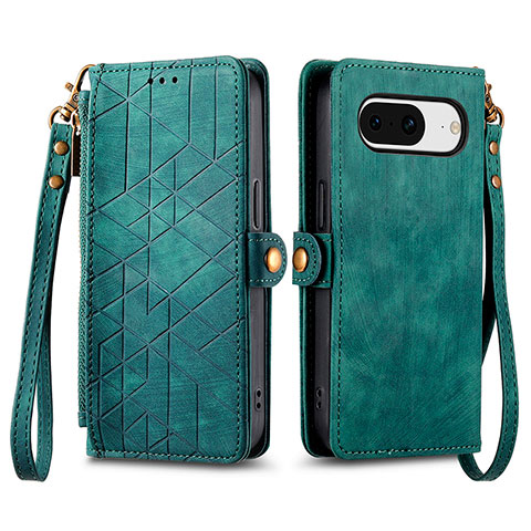 Funda de Cuero Cartera con Soporte Carcasa S17D para Google Pixel 8 5G Verde