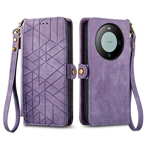 Funda de Cuero Cartera con Soporte Carcasa S17D para Huawei Mate 60 Morado