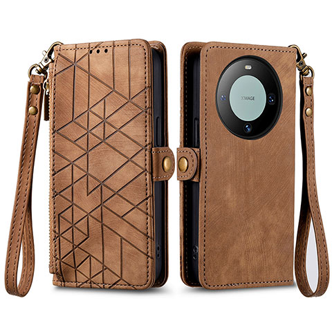 Funda de Cuero Cartera con Soporte Carcasa S17D para Huawei Mate 60 Pro Marron