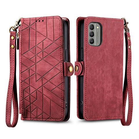 Funda de Cuero Cartera con Soporte Carcasa S17D para Nokia G400 5G Rojo