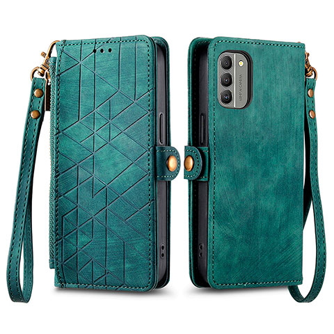 Funda de Cuero Cartera con Soporte Carcasa S17D para Nokia G400 5G Verde