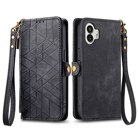 Funda de Cuero Cartera con Soporte Carcasa S17D para Nothing Phone 2 Negro